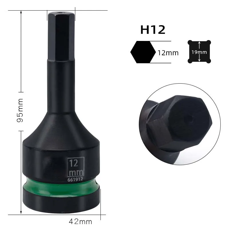 Garage Maintenance H10-H36 Socket Non-slip Pin Hole Pneumatic Socket Set Robust Connection Tool Socket Adapter Color black