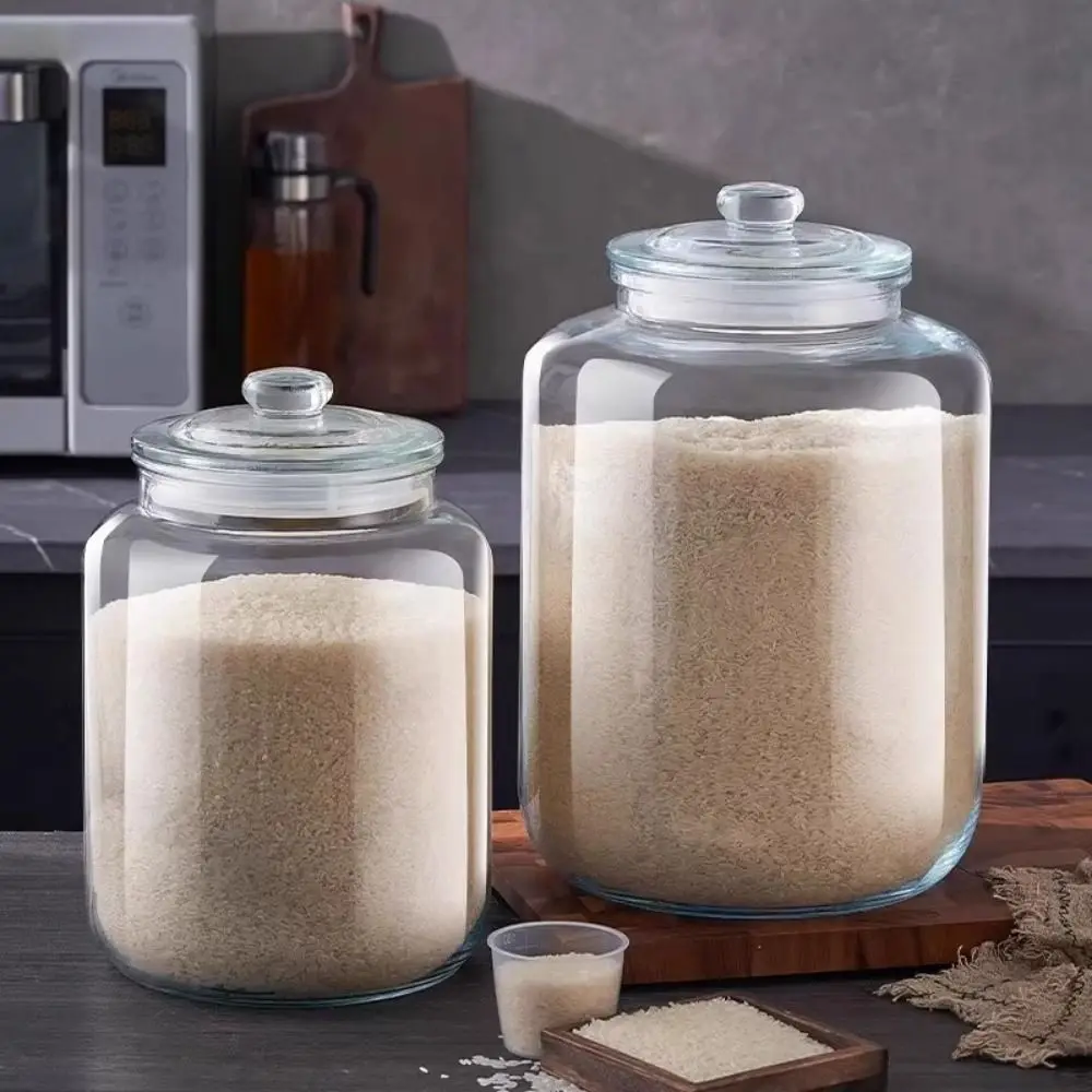 

Large Size Glass Storage Jars Reusable Sealed Design Wide Mouth Containers Kitchen Storage Home Decor Airtight Flip-Top Lids