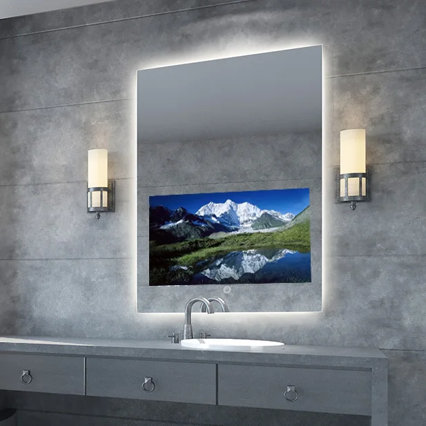 Factory Wholesale For Hotels Smart Lighted Mirror With Touch Screen TV Offers Tri-color Adjustable Light And 2 In 1 Mirror TV.