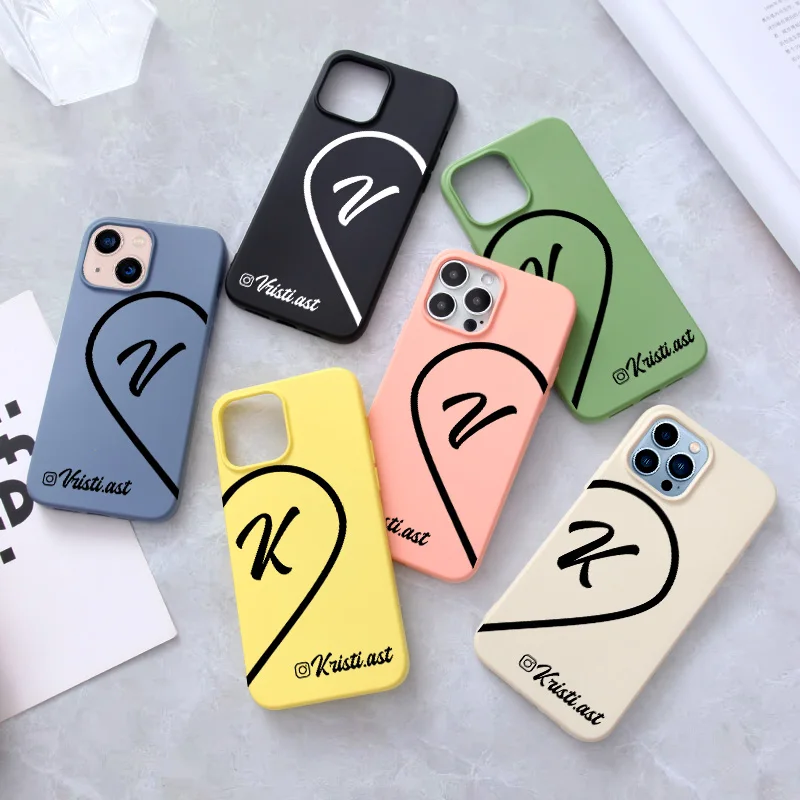 

Personalized Customized Name Phone Case For iPhone 14 Pro Max 13 12 11 X XS XR 7 8 Plus Silicone With Love Protective Back Cover