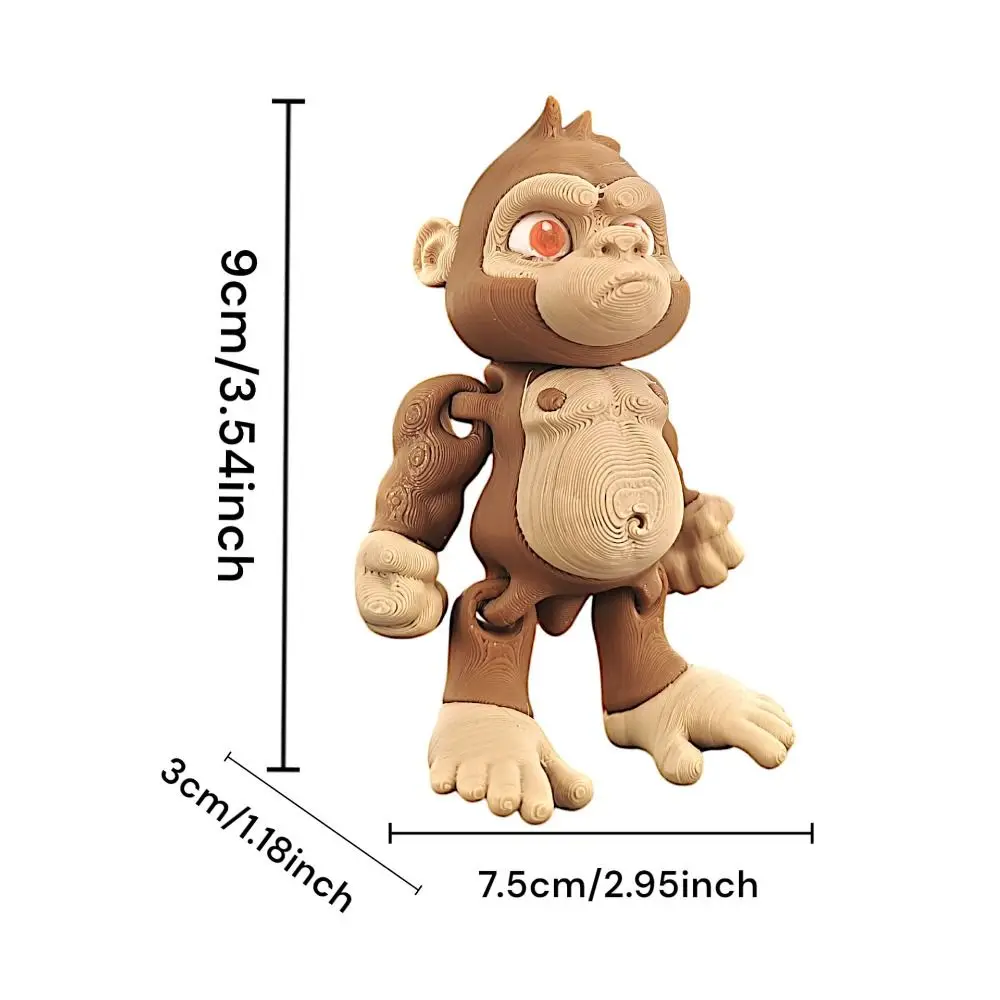 Simulasi Orangutan 3D Dicetak Monyet Sendi Hewan Poseable Sendi 3D Printing Multi-warna Monyet Fleksibel Diputar