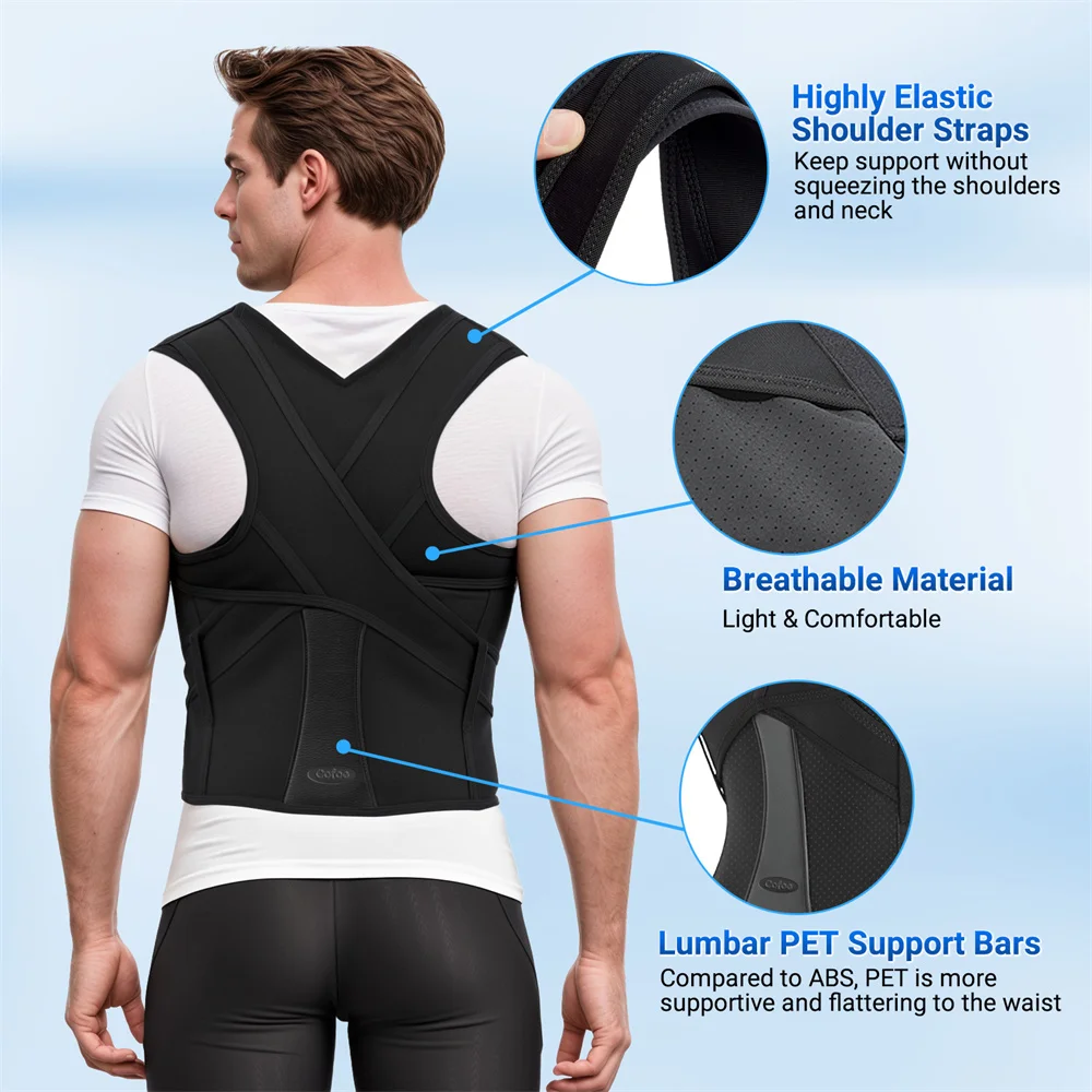 Cofoe Back Brace Straightener Posture Corrector for Scoliosis Hunchback Correction Back Pain Spine Corrector Support Posture