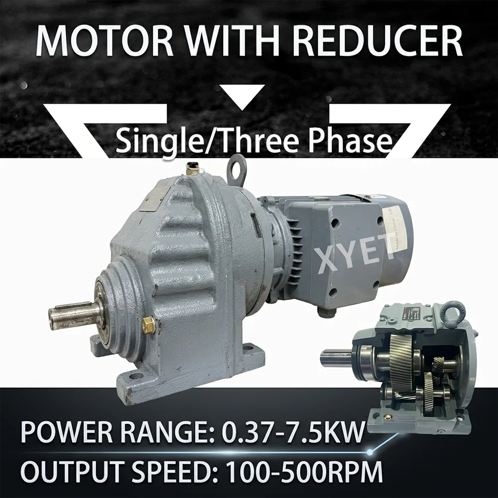 1100W 1500W Motor Reductor 2.2KW Cast Iron RF57 Inline Gear Units Motor Vertical Helical Speed Reducer with Gearbox Gear Reducer