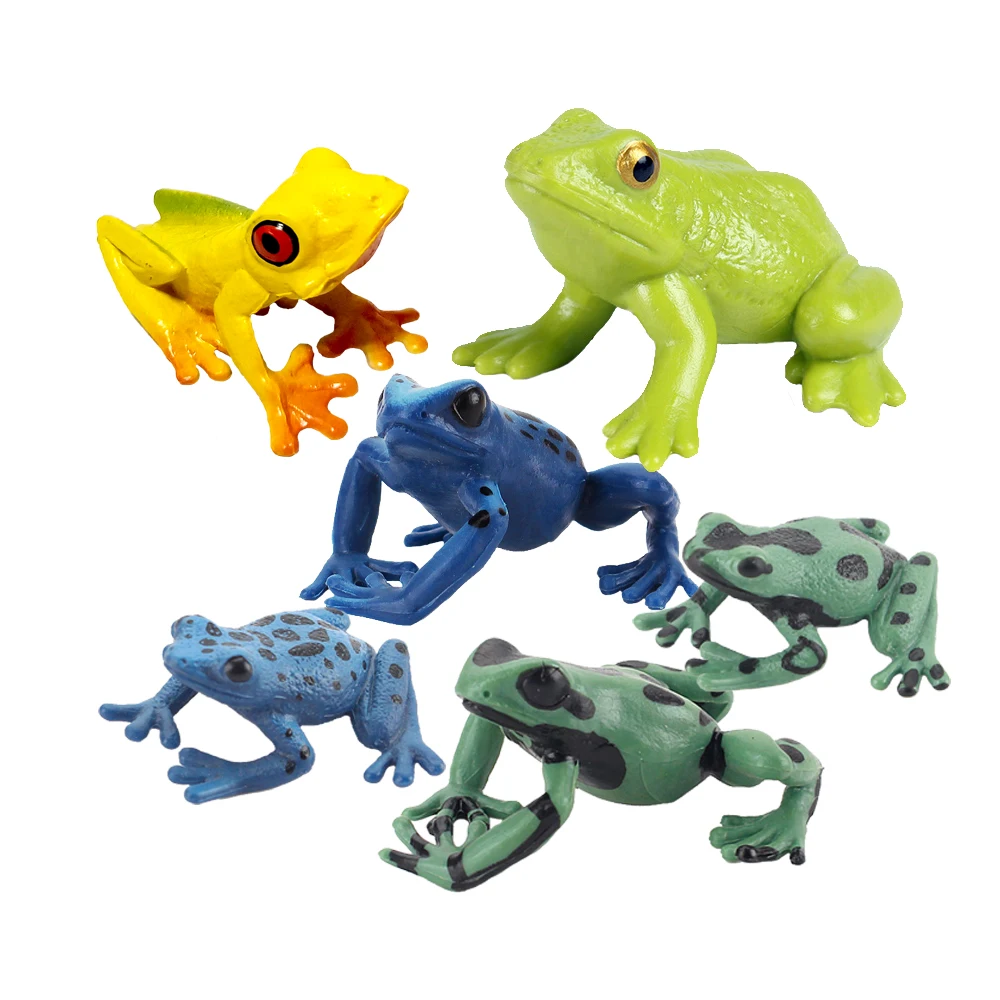 Realistic Wild Amphibian Action Figures Treefrog Bullfrog Toadfrog Plastic Frog Model Toy Cognitive Ornament Toys Gift For Kids