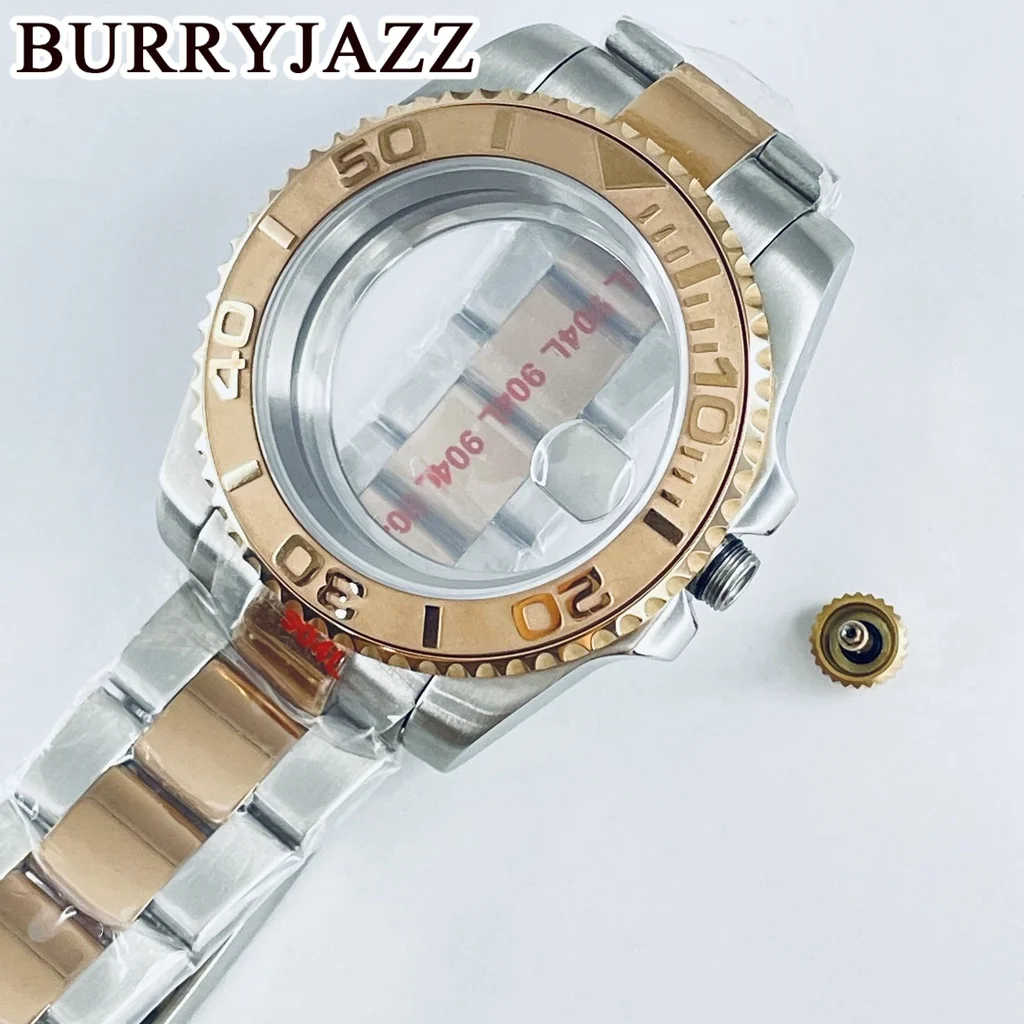 BURRYJAZZ 40mm SUB GMT Caso NH35 NH36 NH34 NH38 NH70 NH72 ETA2824 PT5000 Caixa Relógio Safira Vidro Cerâmica/Moldura De Alumínio