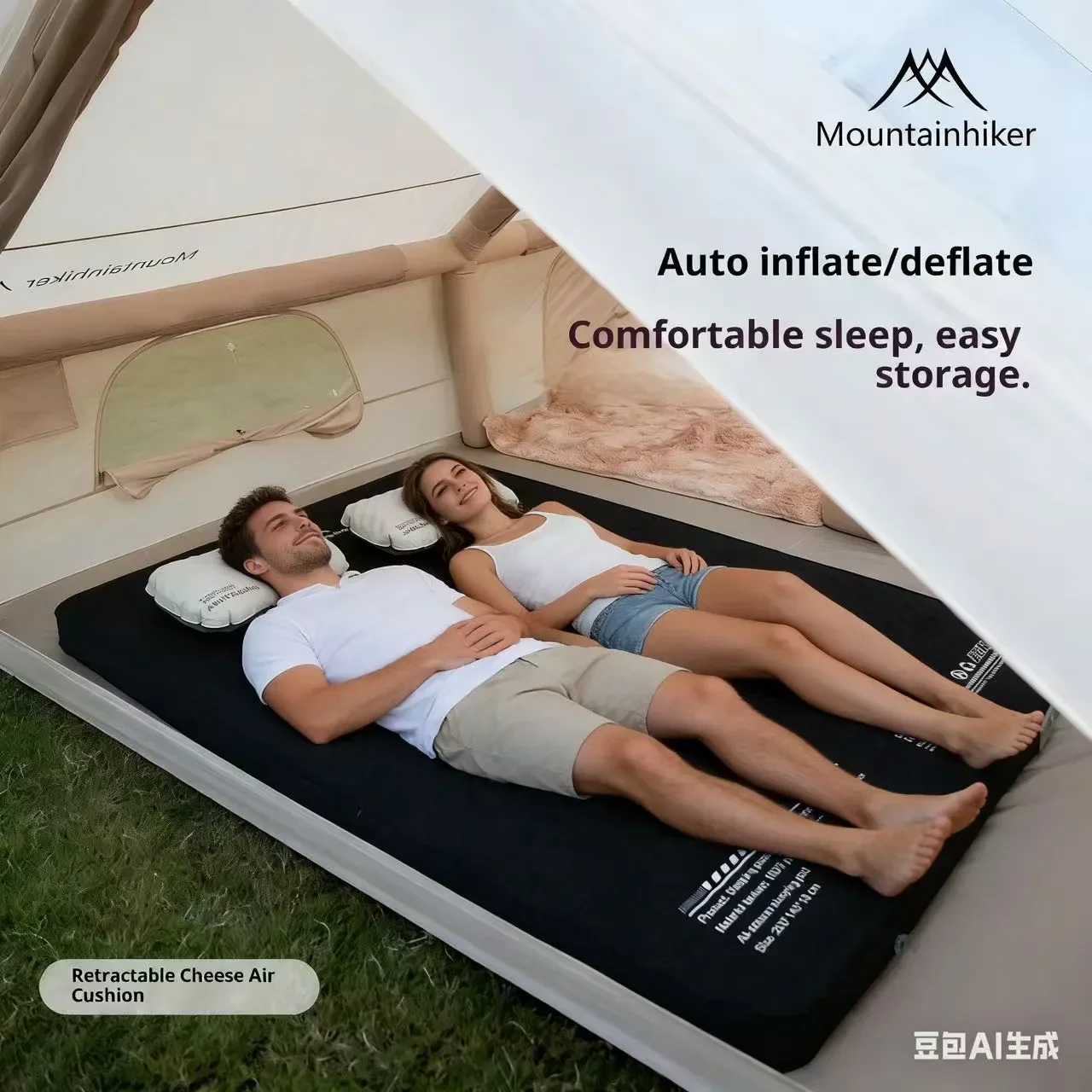 MOUNTAINHIKER Inflatable Mattress Cheese Camp Bed Air Pump Ultralight Cushion Sleeping Pad Mat Splicable Air Bed Sponge Sofa - view 3