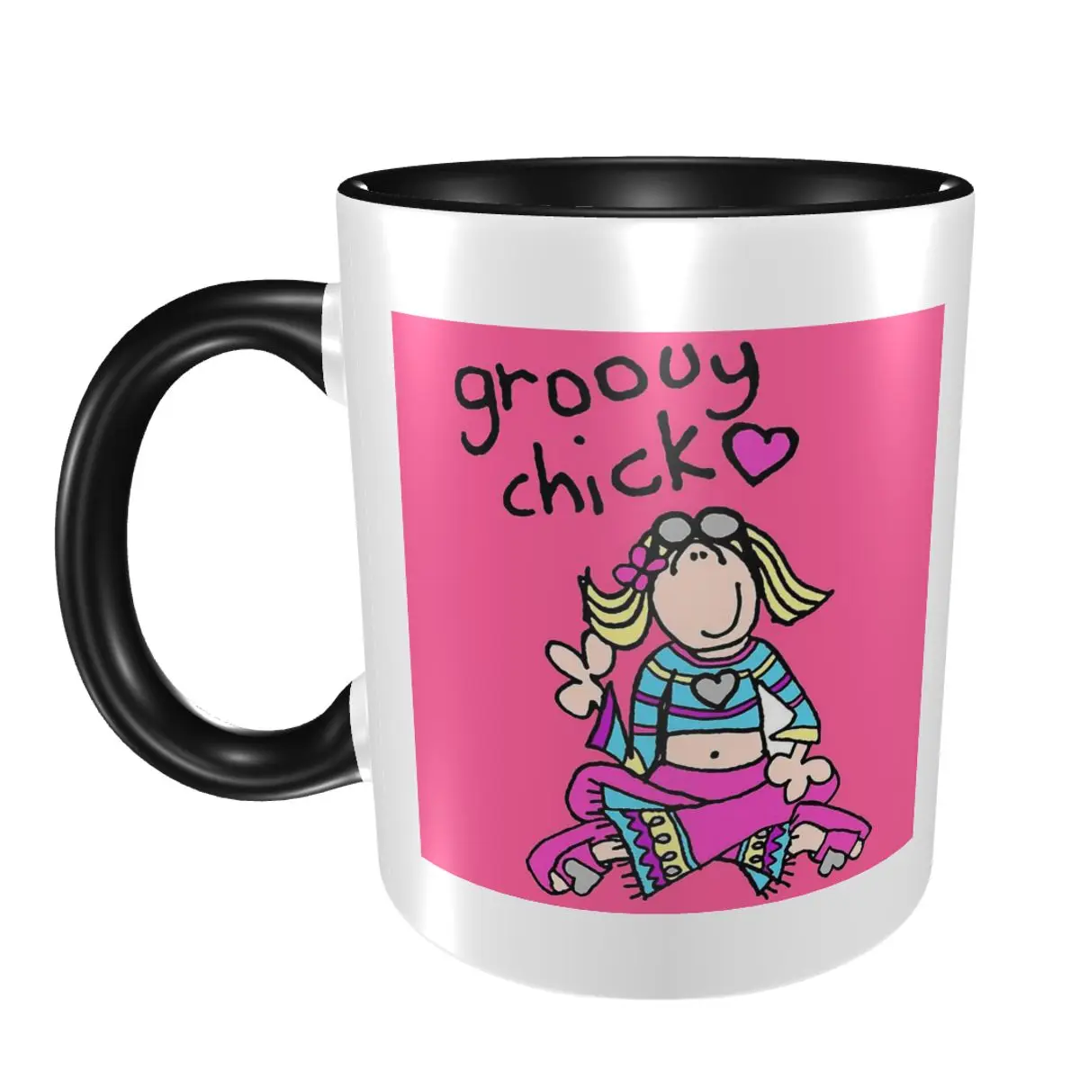 

Groovy Chick Girls 2000s Y2K Vintage Mug Funny Ceramic Coffee Cups Tea Mugs Milk Cup Drinkware Gifts for Friends