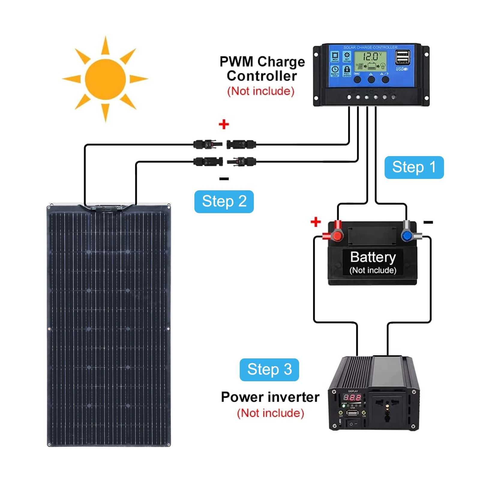 Solar Panel 19.8V 100 W Flexibel Zonnepaneel 100W 12V 200w 24V 200 Watt Zonnepanelen Kit compleet Controller voor RV Boot Auto Home 12V 24V Batterij Oplader