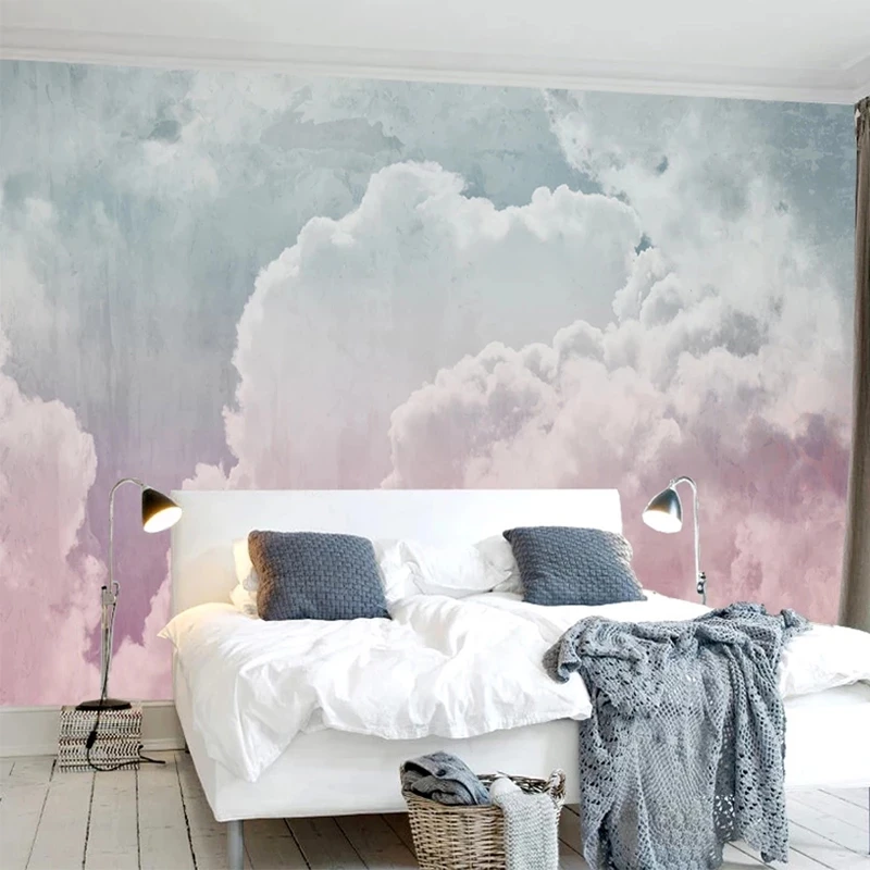 Custom 3D Wallpaper Nordic Retro Gray Pink Cloud Mural Bedroom Abstract Art Living room TV background wall bedroom restaurant 8d