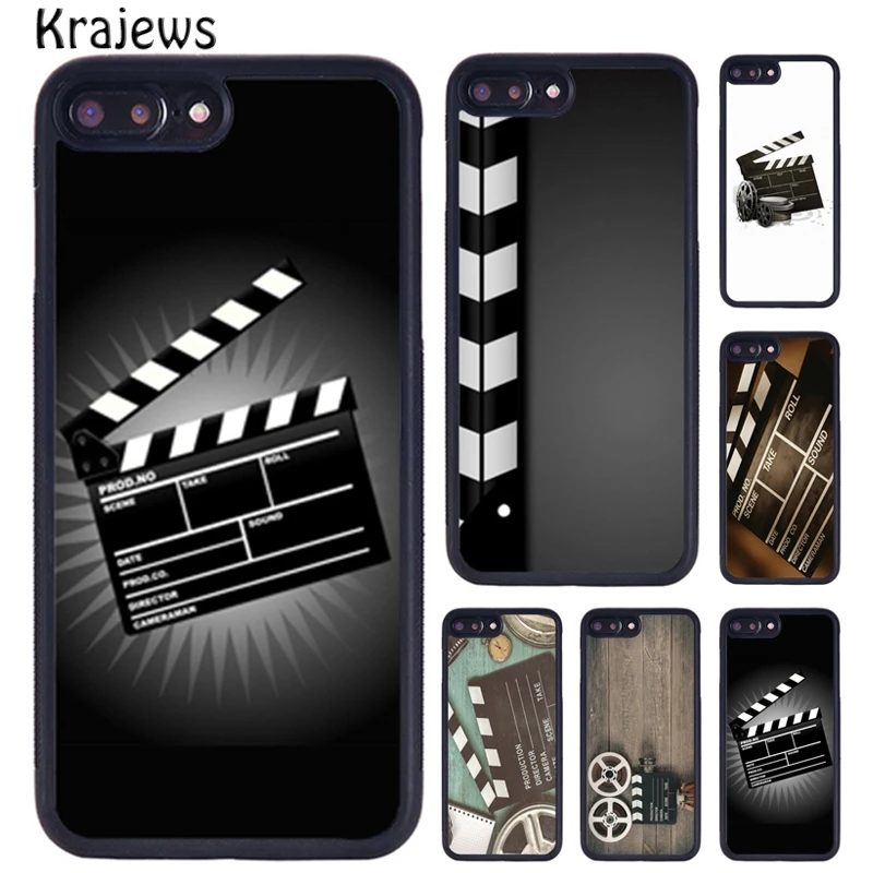 Krajews Film Movie Clapperboard TPU Phone Case For iPhone 16 15 14 XR XS 11 12 mini 13 Pro MAX Plus cover coque