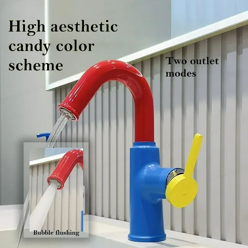 

Смеситель для раковины Candy Color с уникальным дизайном, серый, для горячей и холодной воды, настольный, для ванной комнаты, хромированный