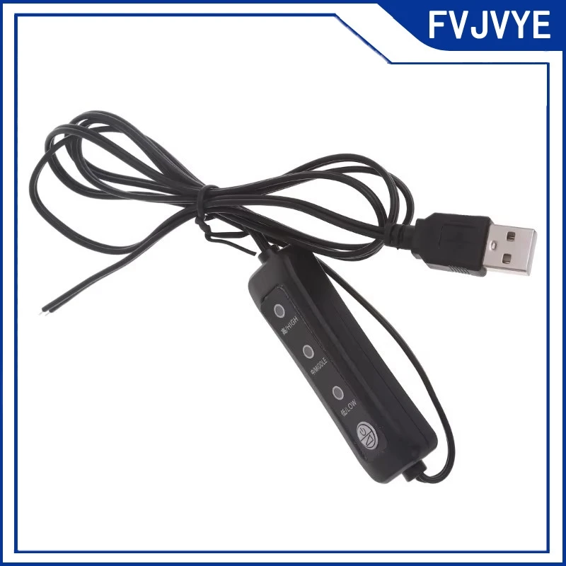 1.2M USB Cooling Fan Speed Control Switch Cable 2 Pin 2 Wire DIY Soldering Power Cord for 5V LED Lights Fans LED Strips .A2