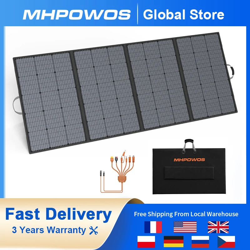 

MHPOWOS 400W Portable Solar Panel Foldable 23.5% Solar Module Waterproof Solar Panels for Outdoor Garden Balcony Caravan Camping