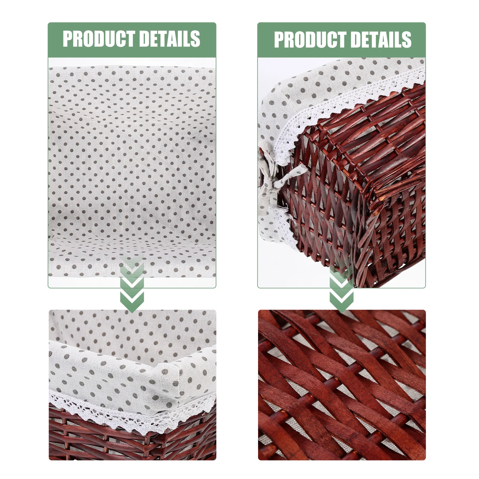 

Woven Storage Basket With Liner Natural Handled Organizer For Desktop Sundries Fruit Snacks Sweets Container Home Decor