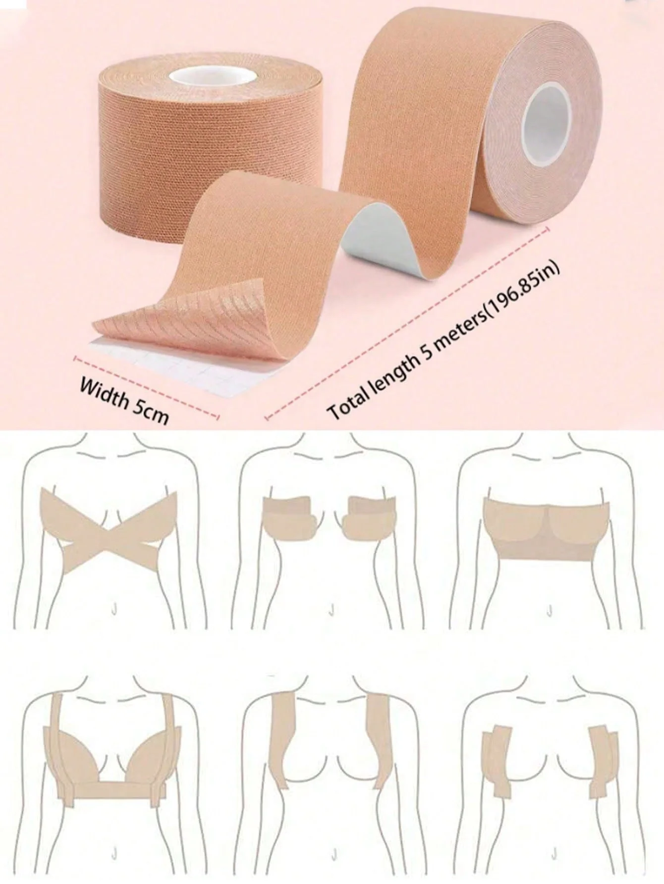 Bandage, elastic fabric, drooping suspender, lifting chest patch, gathering tape, self-adhesive sports thin large chest nipple p