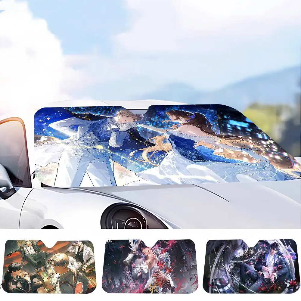 

L-Love And Deepspace Summer Car Sunshade Front Windshield Sunshade Sunblock Thermal Insulation Sunshade Umbrella Retractable