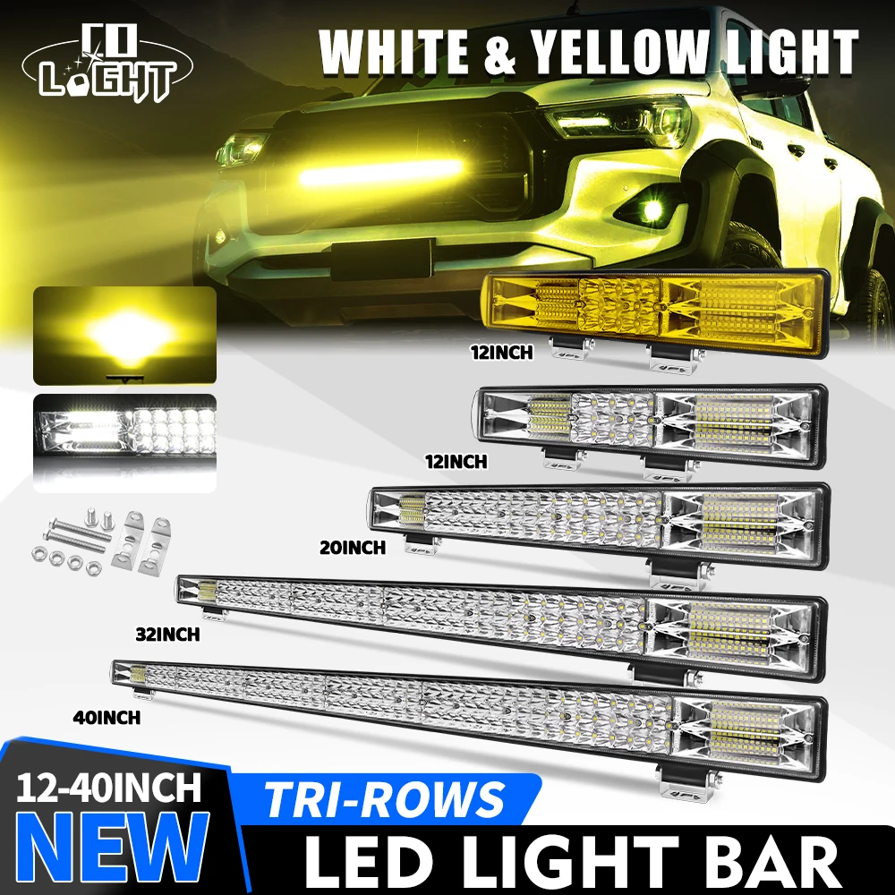 

7D 12-40INCH LED Light Bar Offroad Driving Lights 6000K 3000K Combo Spot Flood Beams Work Light Bar 12v 24v Truck SUV 4WD 4x4