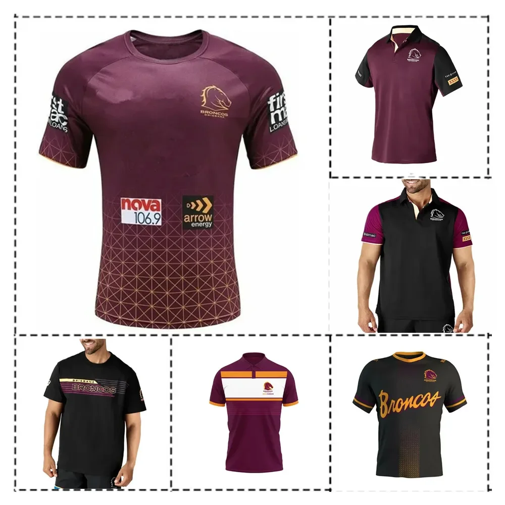 

2024 Brisbane Broncos Warm Up Shirt / Training / Polo Rugby Jersey - Mens Size:S-5XL（Print Name Number）Top Quality