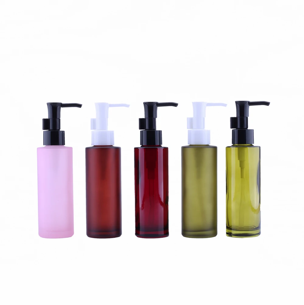 100PCS/lot 100ML Pink Lotion Pump Bottle Beauty Empty Black Glass Bottles FOR Essential Oil Container Case Refillable