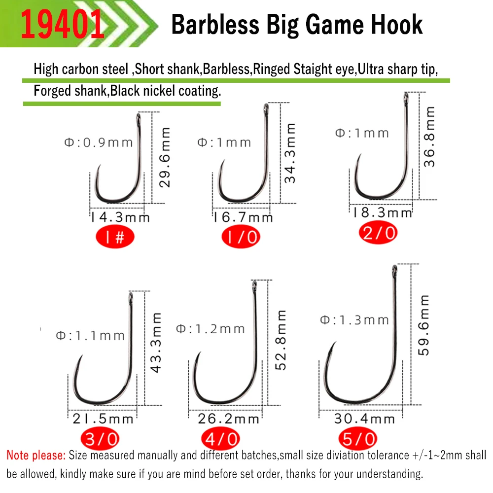 20Pcs Barbless #1 ~ 5/0 Korte Lange Schacht Brede Mond Sterke Brede Kloof Saltwater Vishaak Sabiki Rig grote Streamer Fly Koppelverkoop Haak