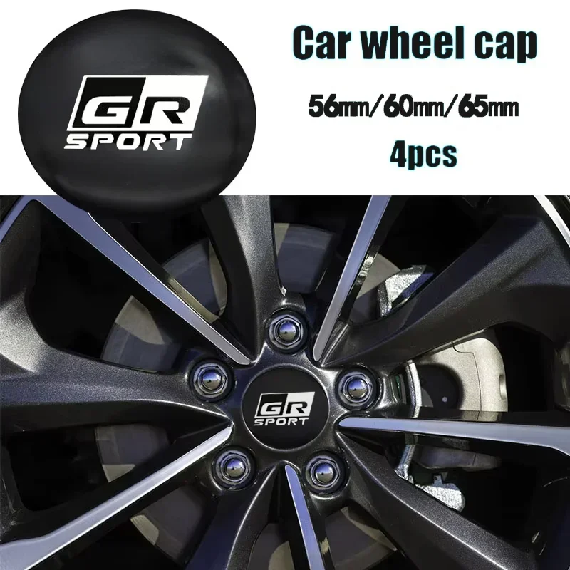 4PCS 56mm 60mm Metal Car Wheel Center Hub for Toyota GR Sport Logo Camry RAV4 C-HR Yaris Corolla Prado Hilux Prius Accessorie