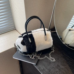 Cute Fluffy Panda Capybara Boston Handbags Compact Exquisite Chins Personality Shoulder and Crossbody Bags for Women 2024 New