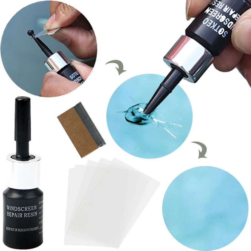 

Car Glass Repair Fluid Auto Windshield Spot Damage Crack Filling Adhesive Restoration Tool Set Resin Adhesive Repair Agent