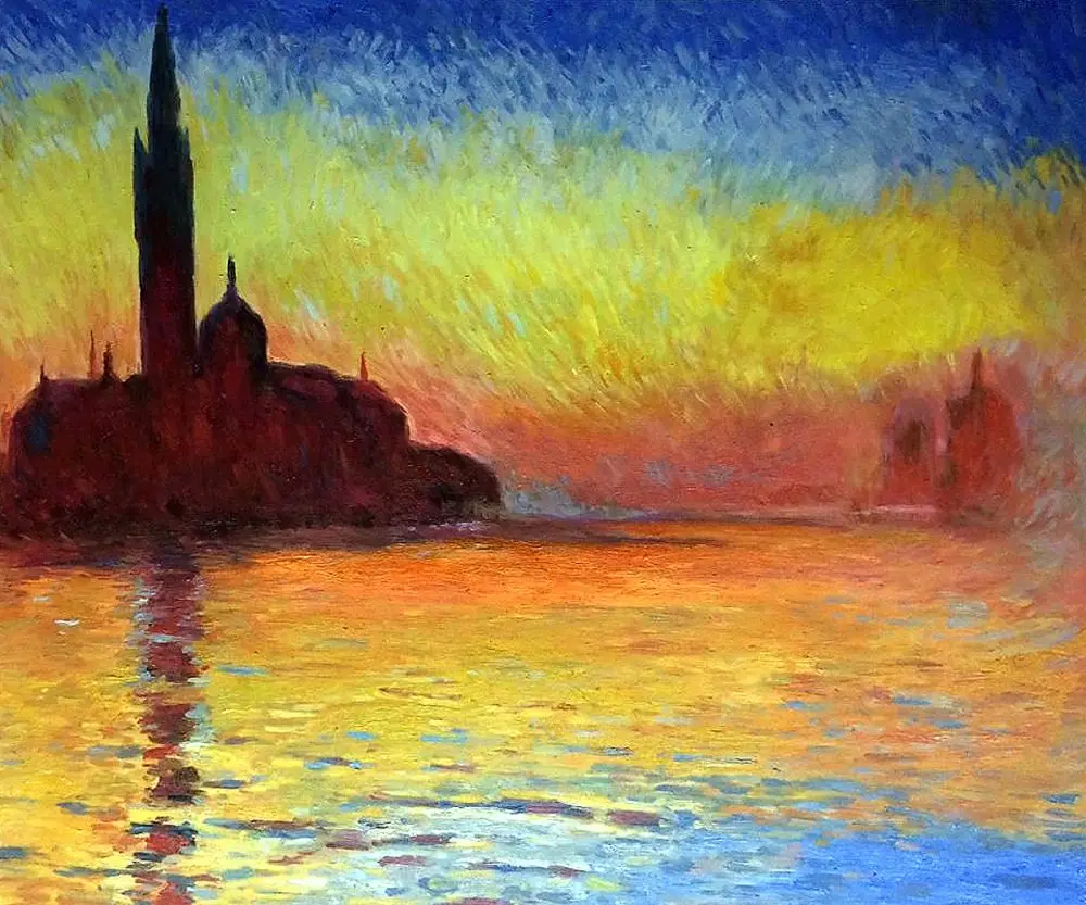 

High Quality, Landscape Painting Canvas Oil Art, San Giorgio Maggiore by Twilight by Claude Monet, Imporessionist Art