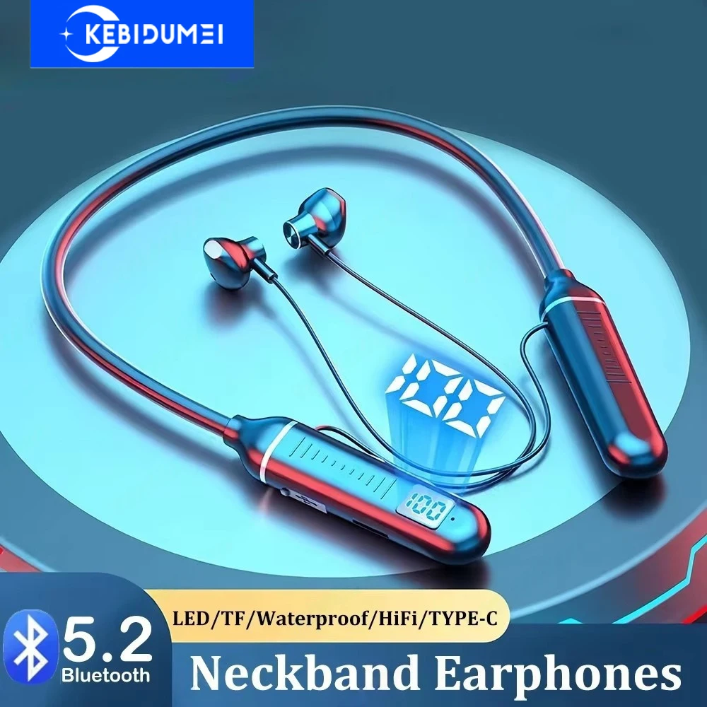 

Bluetooth 5.2 Earphones Wireless Headsets Support TF Card Play HiFi Stereo Headphones LED Waterproof Earbuds Long Standby Time