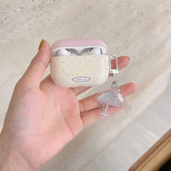 New ins style beige pink color IMD earphone case with Pendant hook for Apple Airpods 1 2 Pro pro2 airpods 3 Airpods 4