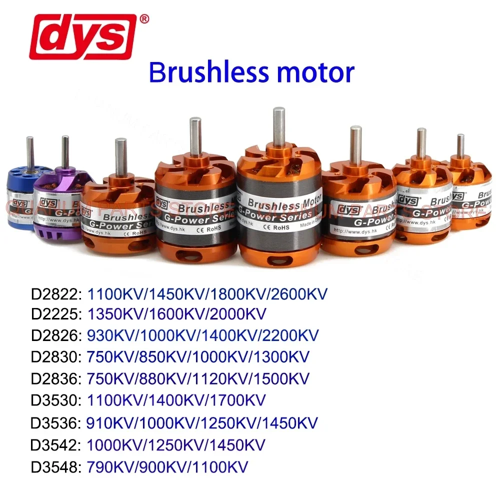 

DYS Aeromodel 2225 2822 2212 2826 2830 2836 3530 3536 3542 3548 Brushless Motor For RC Multicopters Plane Fixed-wing Aircraft