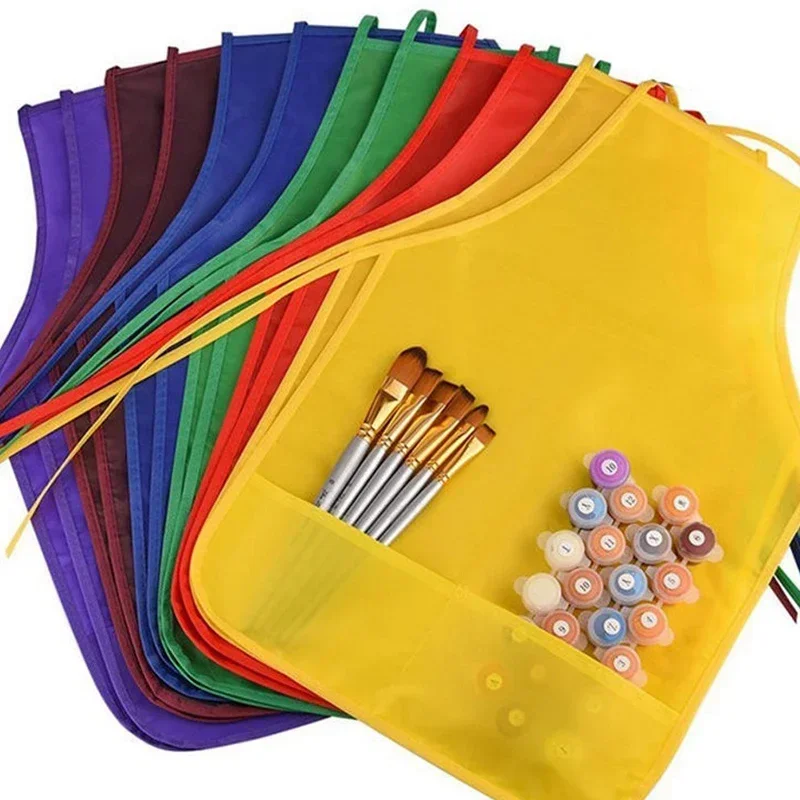 Waterproof Unisex Colorful Children Aprons Non-Woven Fabric Painting Pinafore Kids Apron For Art Painting Class