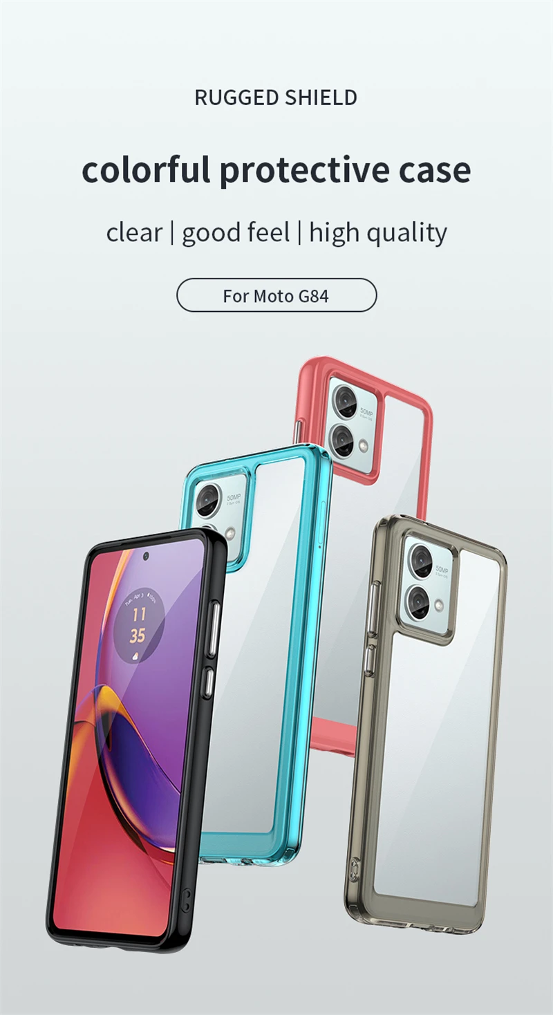 Colorful Transparent Case For Motorola Moto G84 Case Shockproof Silicon Protective Case For Moto G84 Cover For Moto G84 6.5 inch