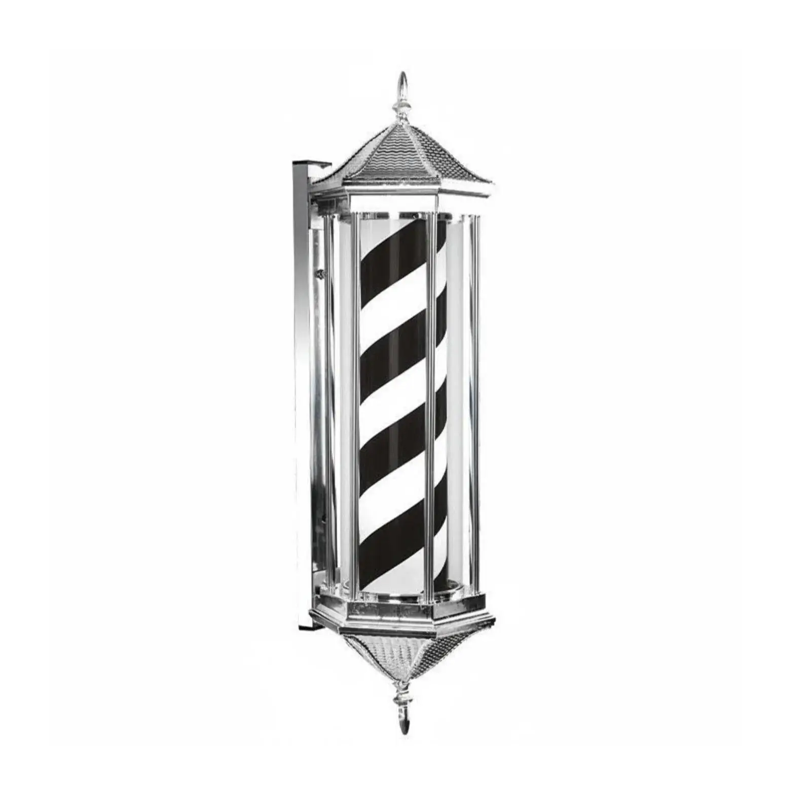 Durable Acrylic Barber Pole for Salon Exterior with Stainless Bracket and Classic Spiral Effect