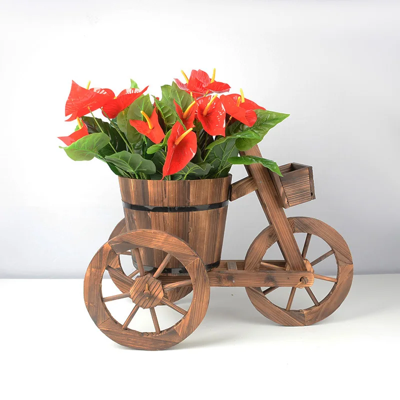 HT retro tricycle carbonized wood flowerpot succulent plant European pastoral Japanese grocery store decorative potted plant