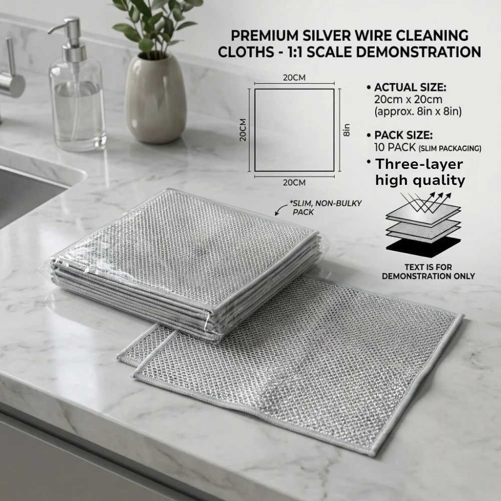 Magic Cleaning Cloth Multipurpose Wire Miracle Cleaning Cloth Innovative Dishwashing Net Hand Towel for Kitchen Dishwashing Grid