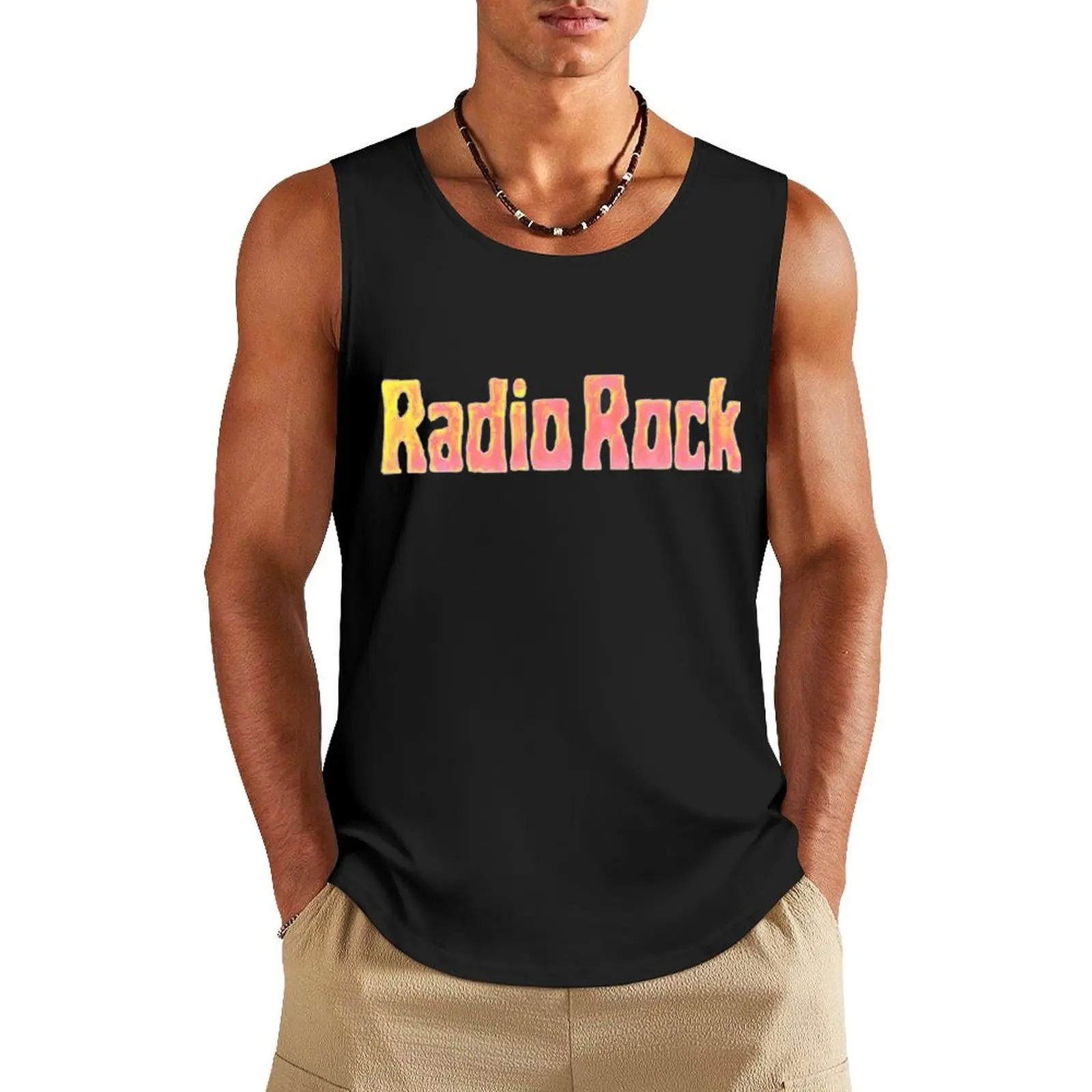 

Radio Rock AM station San Juan Puerto Rico (defunct) Tank Top gym clothing men fitness clothing for men