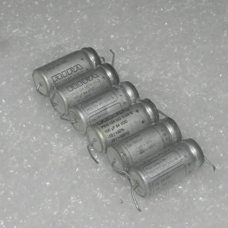 10PCS Second-hand disassembled 64V 100UF 63V 100uf PEG124 water-based decoupling electrolytic capacitor, 13*28MM