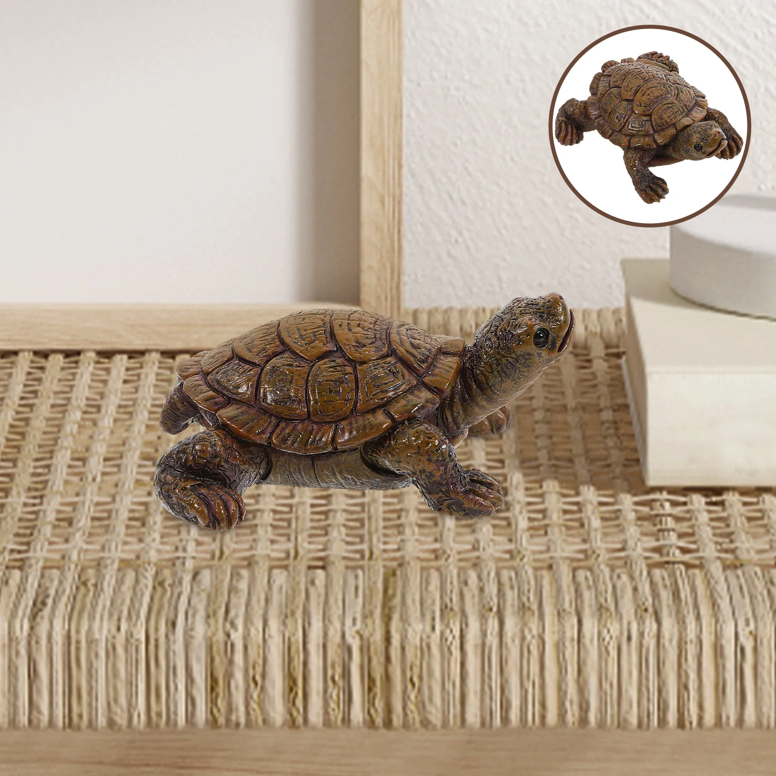 

Resin Small Turtle Statue Exquisite Craft Detail Desktop Ornament for Home Office Desk Decor Natural Landscape Figure