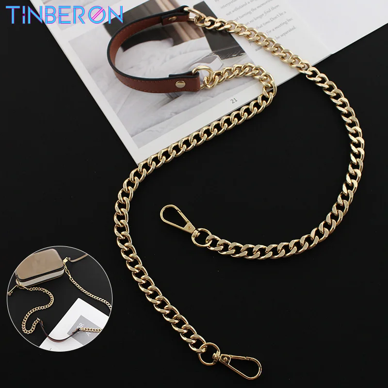 

TINBERON Metal Chain Strap Obag Handle Accessories Handle Strap For Handbag Leather Shoulder Pad Chain Bag Strap Crossbody Strap