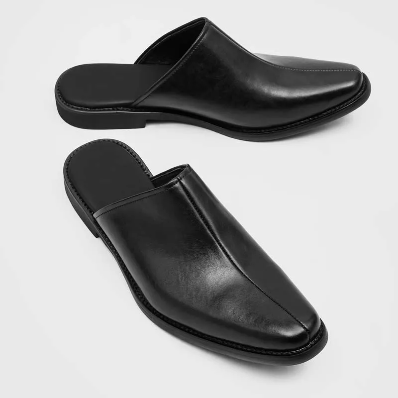 Summer Men Semi Slippers Featuring Niche Design Split Lines Simple Business Leisure Commuting Fashionable Slippers