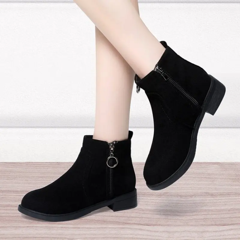 

Women Chelsea Boots Pointed Toe Ankle Boots Winter Leopard Shoes for Women Side Zipper Pu Leather Casual New Botas De Mujer New