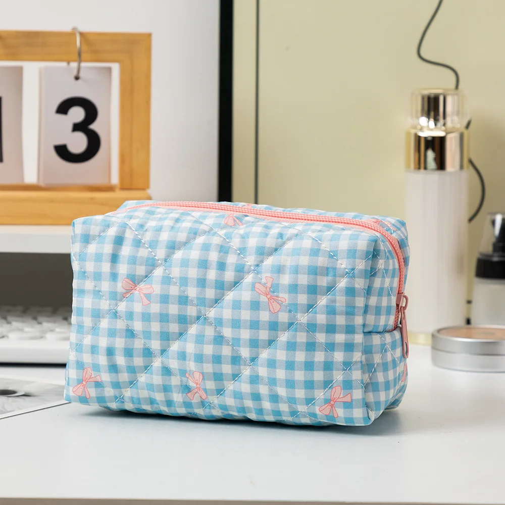Mode Bogen Floral Make-Up Tasche Große Kapazität Tragbare Kosmetische Lagerung Tasche Baumwolle Make-Up Kulturbeutel Kosmetische Organizer Tasche – Detail 11