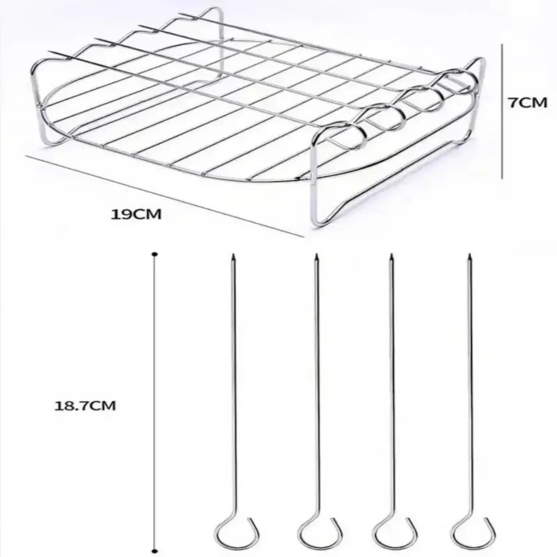 1set Air Electric Fryer Accessories 430 Stainless Steel Double Layer Grill Rack Steam Rack Air Fryer Rack Kitchen Tools
