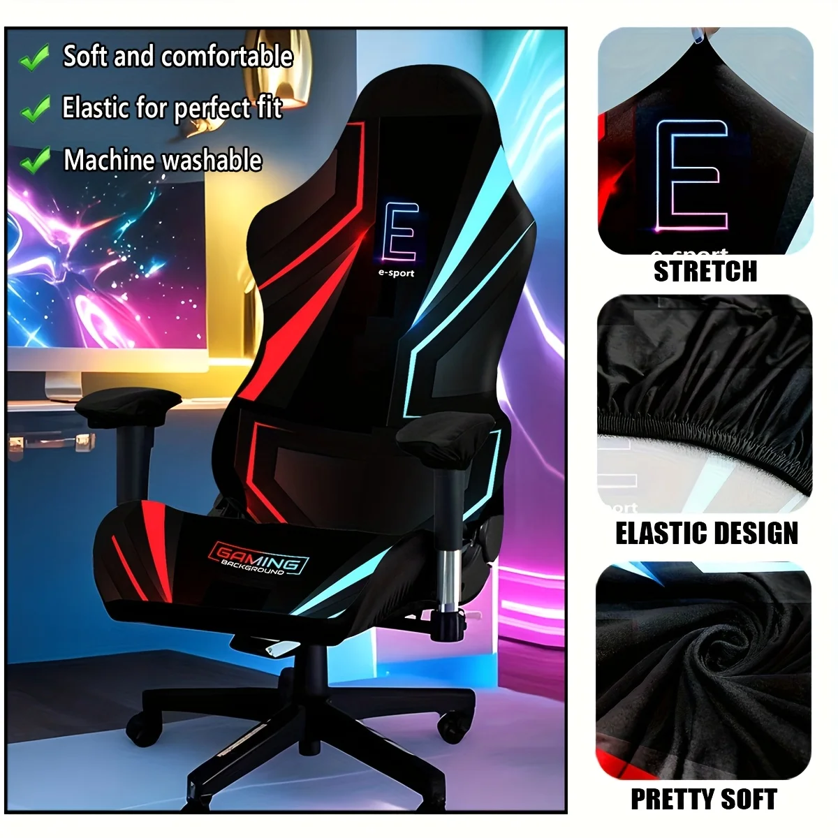 

Gaming Chair Cover Unique High Elasticity Washable Office Chair Cover Set Suitable for Gaming Chairs Home and Office Decoration