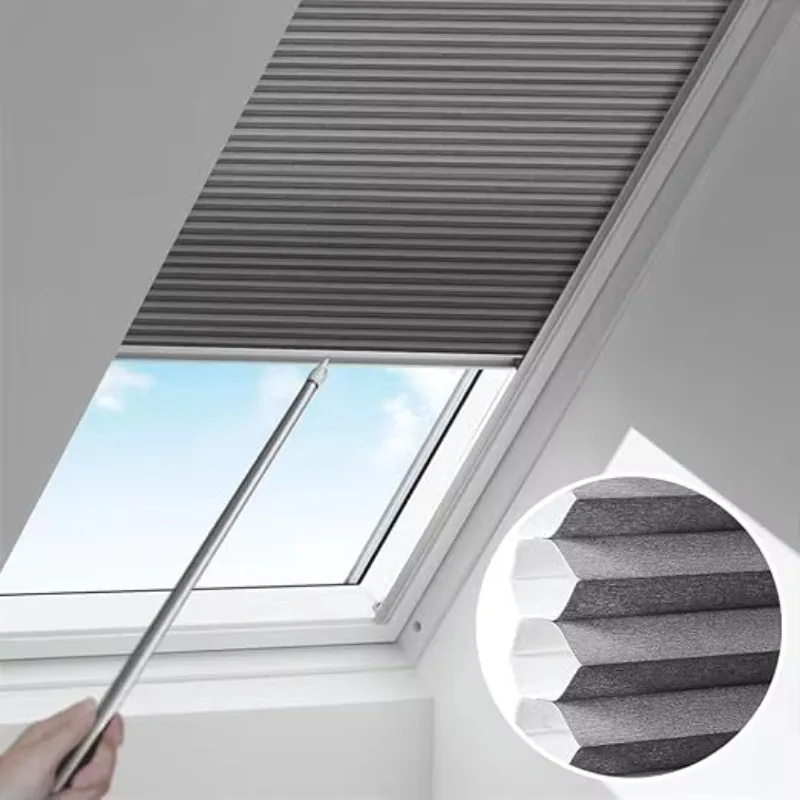 [Precio de fábrica] cortinas de ventana manuales, persianas inalámbricas de panal, filtrado de luz, tela no opaca e impermeable para tragaluz G