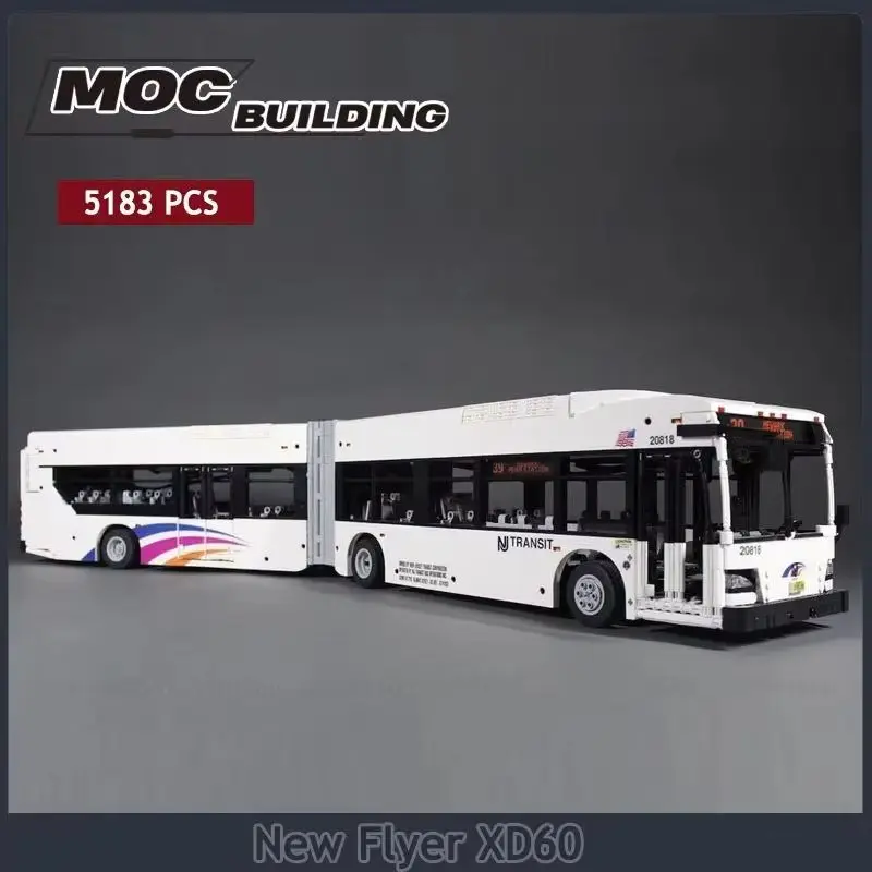 

New Flyer MOC XD60 Articulated Bus Building Blocks Creative Motor Technology Bricks DIY Assembly City Vehicle Model Toys Gifts
