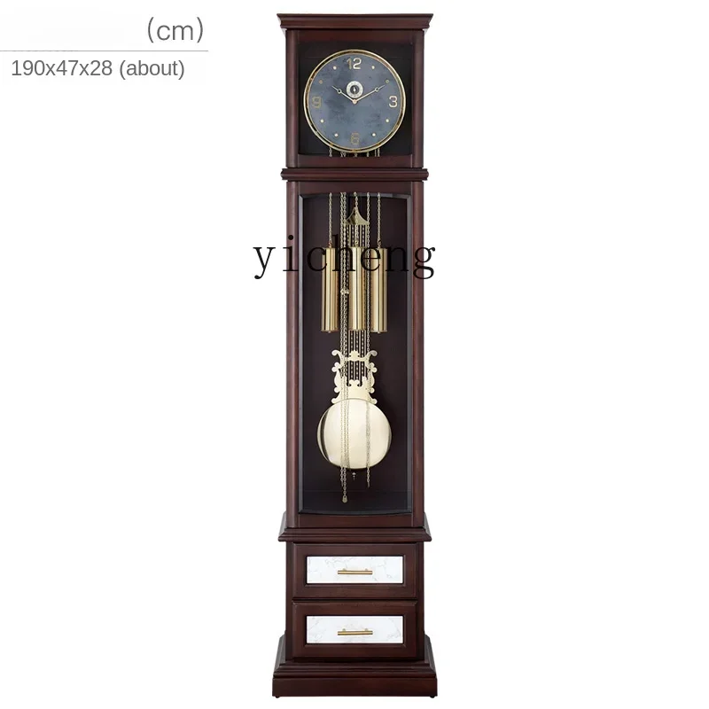 ZC Household Solid Wood Imported Mechanical Movement the Grandfather Clock Living Room Modern Decoration Ornaments