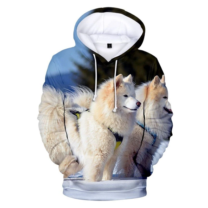 

Cute Samoye Pattern Hoodies Fashion Autumn Long Sleeve Men Women Funny 3D Dogs Printed Hoodie Casual Streetwear Loose Pullovers