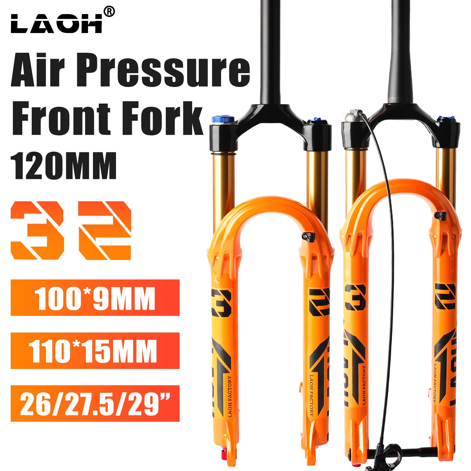 

Велосипедная подвесная вилка 27,5/29 дюймов, 15*110 мм, сквозная ось, усиление 32 мм, стойки 1-1/8 дюйма, коническое рулевое управление без резьбы, 120 мм, ход M